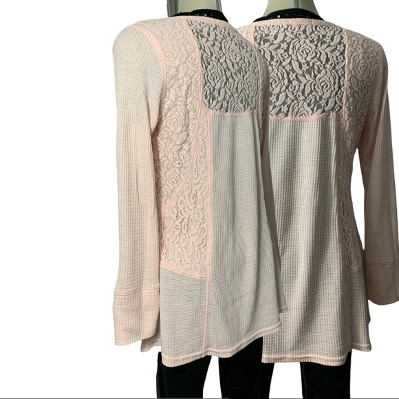 XLC pink Lace Cotton Blouse Size LG - Picture 3 of 11
